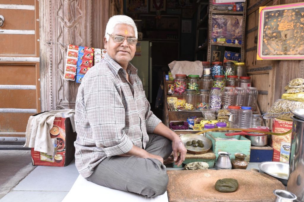 This man was selling bhang in the old city in Bikaner. Bhang is a preparation of marijuana that is consumed in a drink such as lassi and is legal. (Richard McGuire photo)