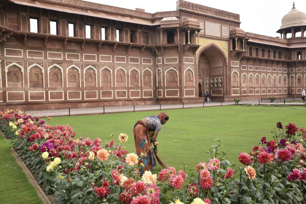 The Red Fort in Agra was built by the Mughals of red sandstone before the Taj Mahal was built. When Shah Jahan was imprisoned by his usurping son Aurangzeb, he was held at the Red Fort where he could only see his masterpiece in the distance though a window. (Richard McGuire photo)