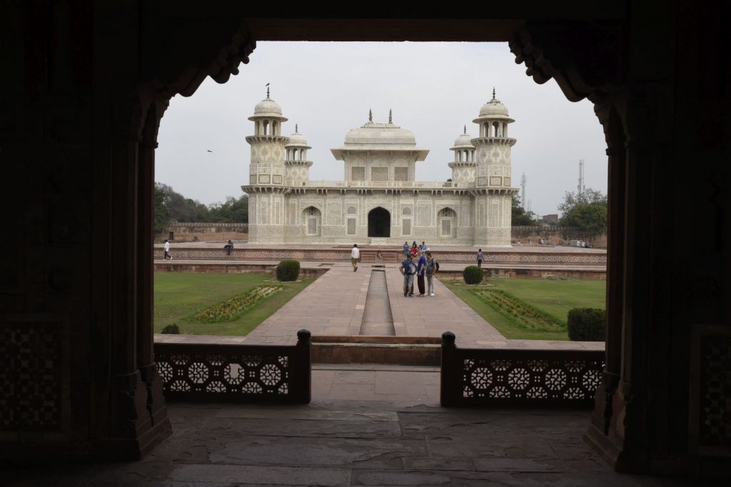 The Itimad-ud-daulah, the tomb of Emperor Jahangir's fatherin-law, is often called the "Baby Taj." It predated the Taj Mahal and was the first Mughal building in Agra to be built in marble. (Richard McGuire photo)
