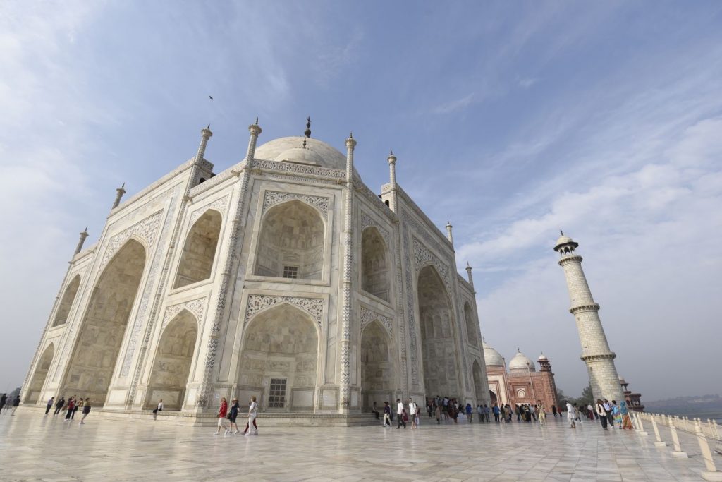 For a few minutes the sky cleared and the sun broke through, casting different light on the semi-translucent marble of the Taj Mahal. (Richard McGuire photo)