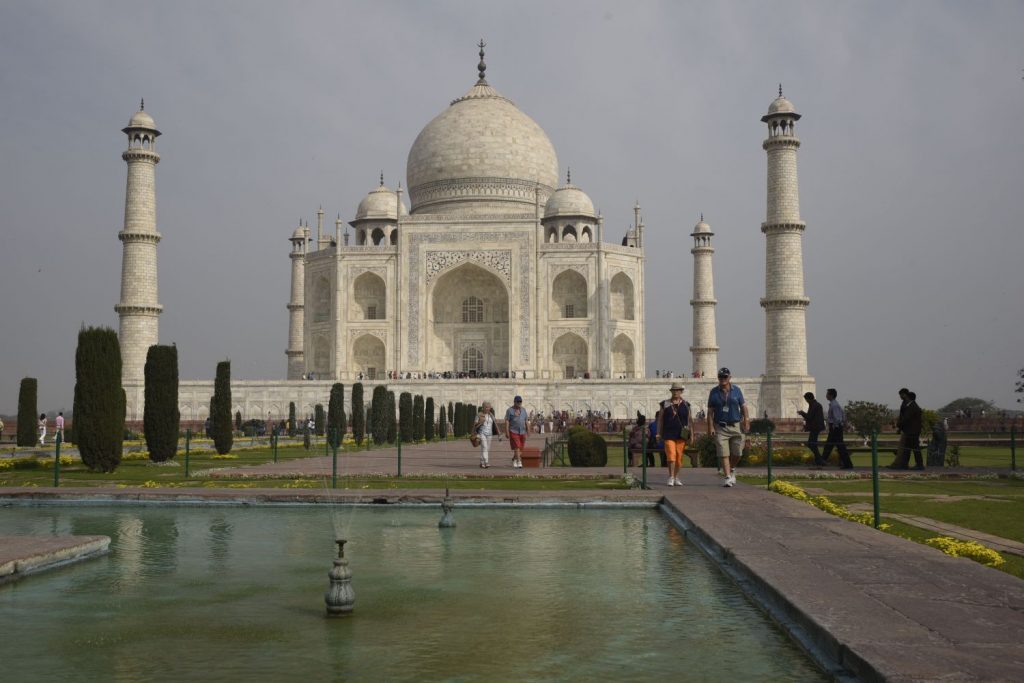 The Taj Mahal is reflected in the pools of water in the garden to its south. The reflections are more clear when the fountains aren't running. (Richard McGuire photo)