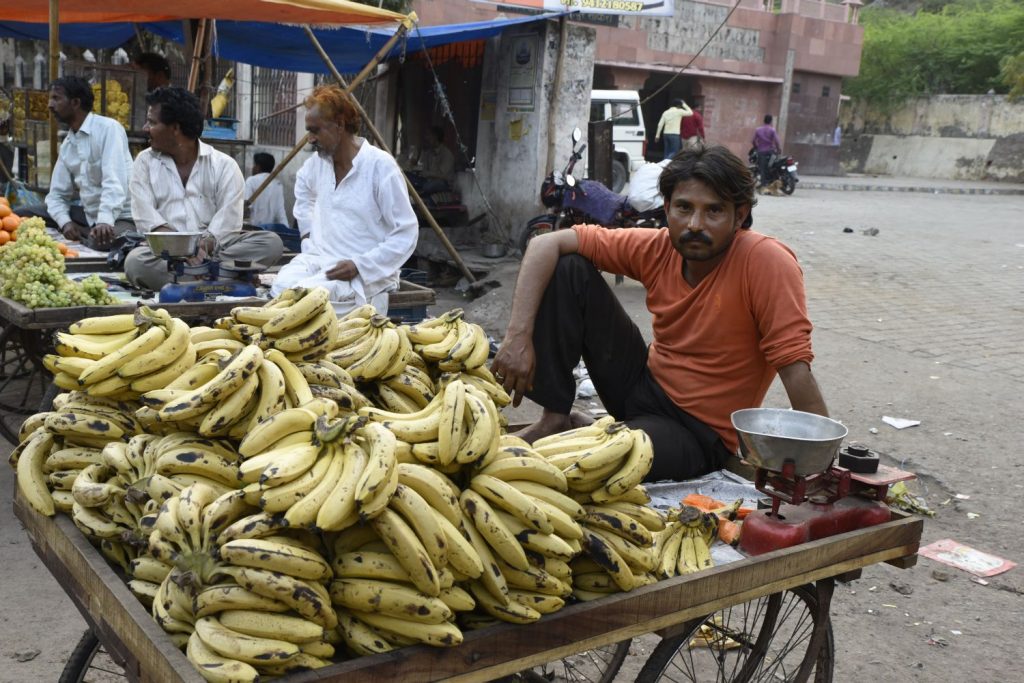 I bought some bananas from this banana seller in the bazaar at Fatehpur Sikri. He let me photograph him and then asked me to send a copy to him. (Richard McGuire photo)