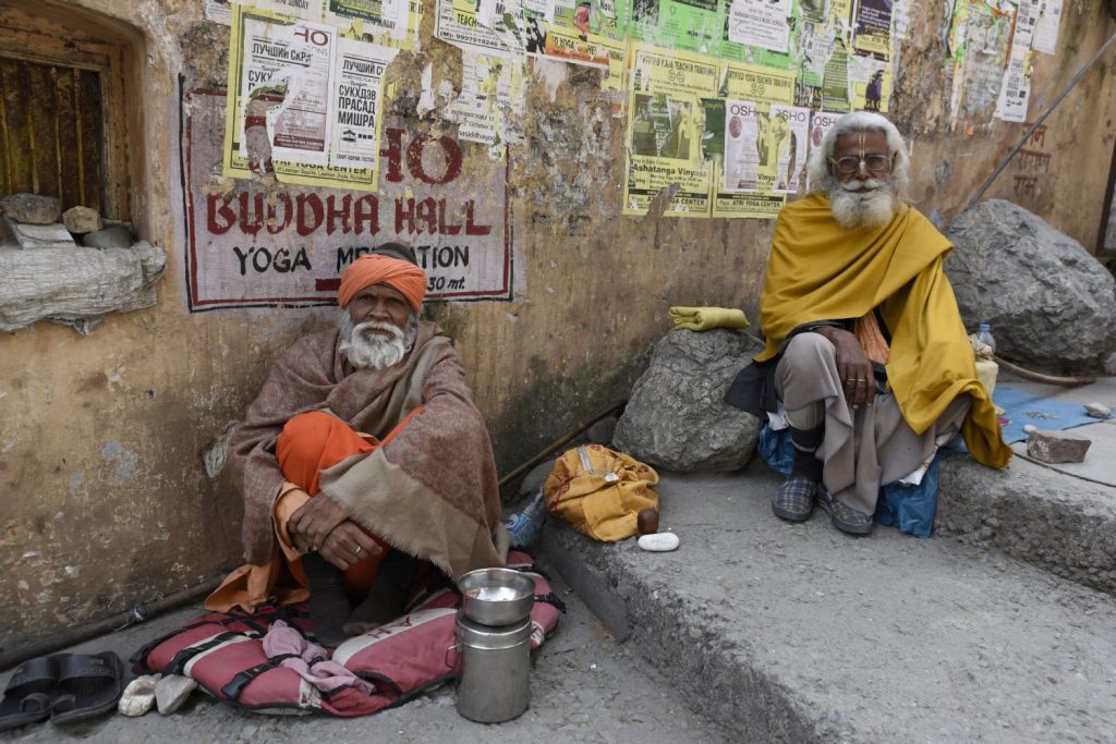 Two sadhus or holy men in Rishikesh agreed to pose for a photo after I gave them a small donation. Many sadhus congregate in Rishikesh and Haridwar and in the warmer season further up the Ganges River. (Richard McGuire photo)