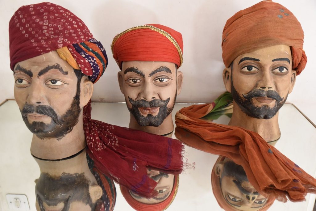 A museum display at Bagore-ki-Haveli in Udaipur shows examples of the turbans of Rajasthan. (Richard McGuire photo)