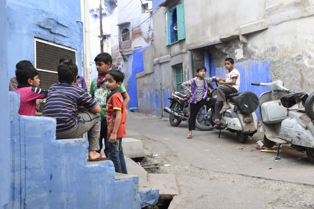 Kids hang out in the Blue City of old Jodhpur. (Richard McGuire photo)