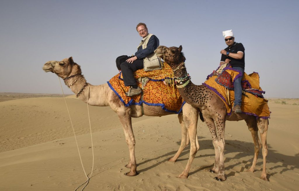I took a camel trek in the Thar Desert -- I think "safari" sounds a bit pretentious -- arranged by my hotel. I met Yogesh, an IT manager originally from Delhi, but now based in Jaipur, and we enjoyed the safari together and later travelled with me to Bikener. Yogesh drew the short straw and got Lucky, the camel painted with spots, while I got Rocket, the lead camel. I found riding a camel more comfortable than a horse.