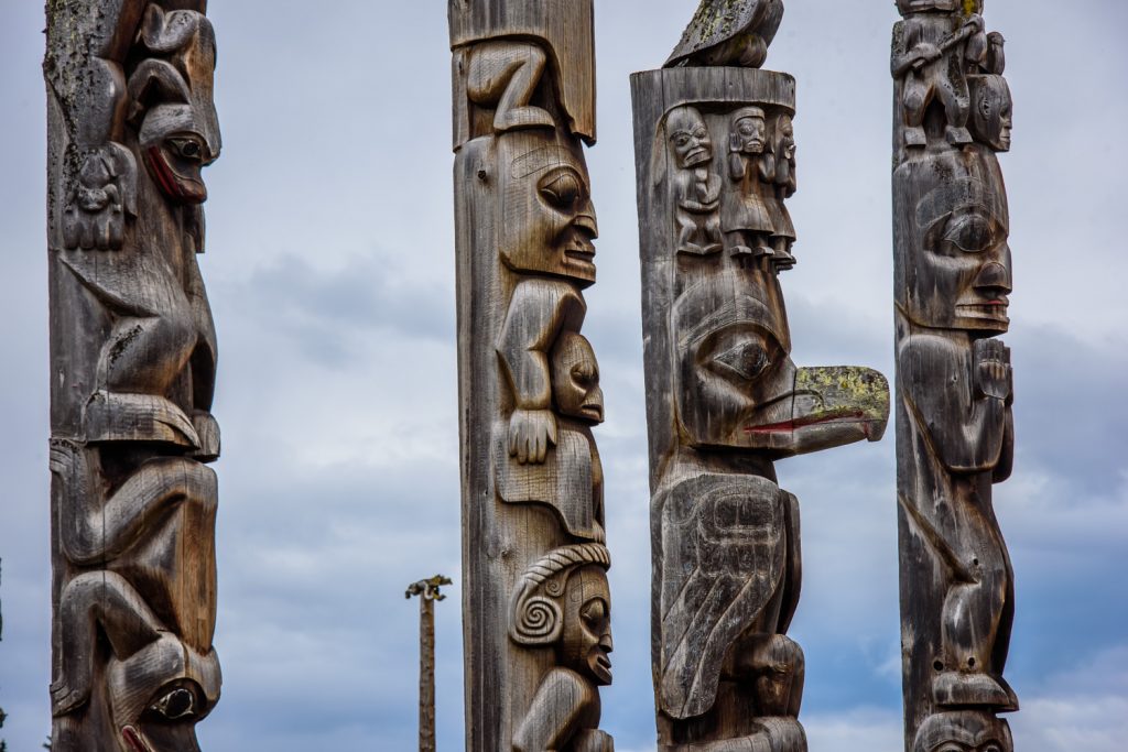 They are artistic masterpieces and they inspired the painter Emily Carr, but the cluster of totem poles at Gitranyow are found in front of a humble gas bar in a not very prosperous First Nations community. They have stood for more than a century in some cases. (Richard McGuire photo)