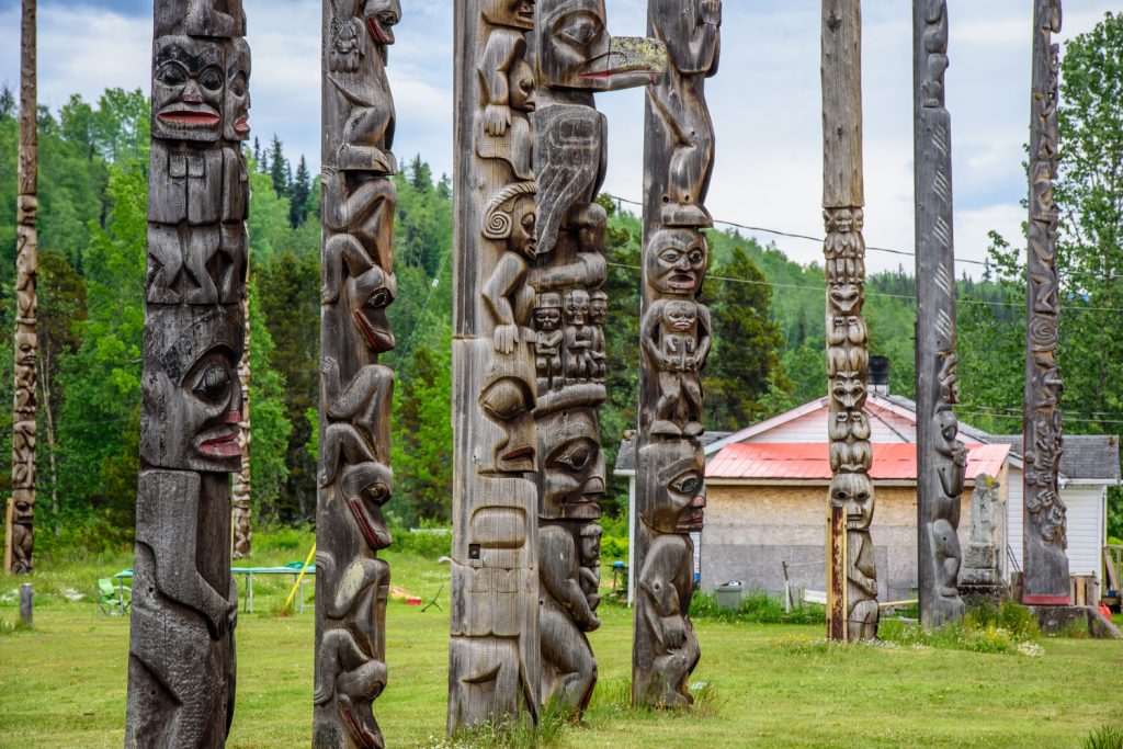 They are artistic masterpieces and they inspired the painter Emily Carr, but the cluster of totem poles at Gitranyow are found in front of a humble gas bar in a not very prosperous First Nations community. They have stood for more than a century in some cases. (Richard McGuire photo)