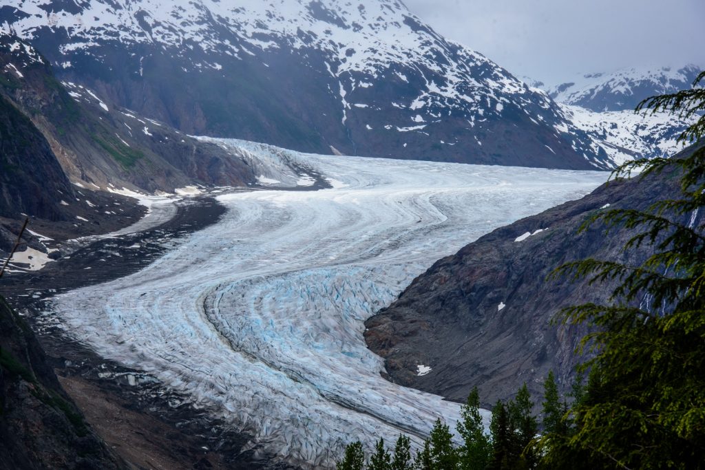 Salmon Glacier snakes down a valley in B.C. just north of Hyder, Alaska. You drive up to about 1,000 metres in elevation, and there was still a considerable amount of snow at the roadside, although it was quickly melting. (Richard McGuire photo)