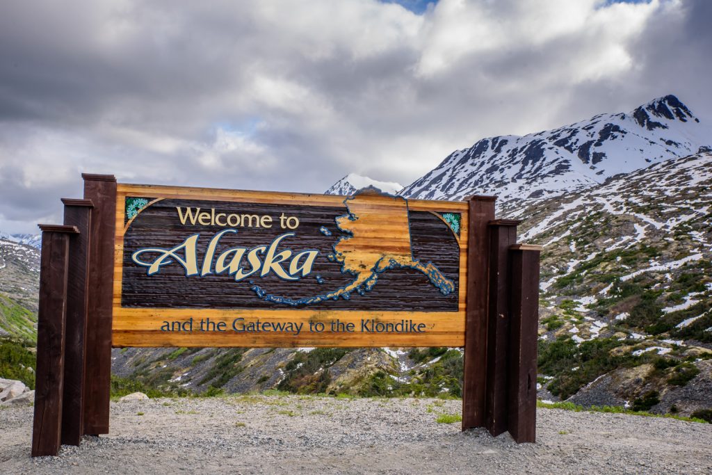 The customs posts aren't right at the border, but this welcome sign greets travellers entering Alaska on the drive from Carcross, Yukon. (Richard McGuire photo)