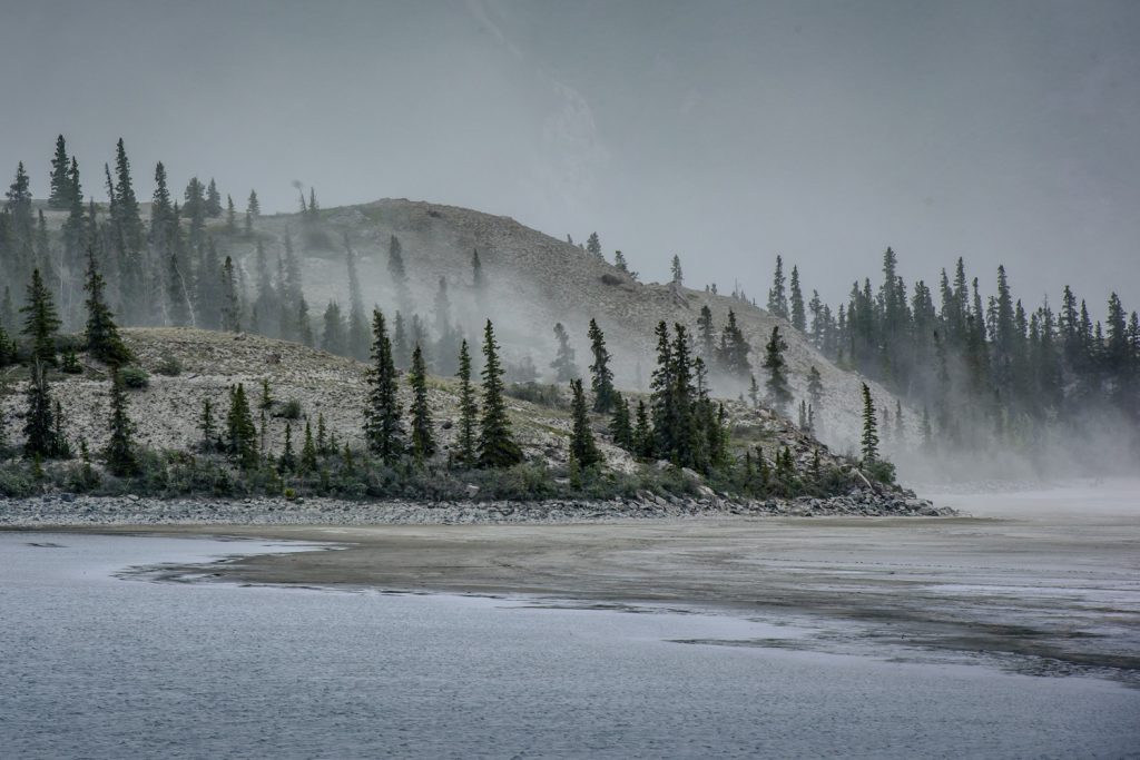 It was a rainy day when I drove to Haines Junction. That evening I went for a drive up to Destruction Bay on Kluane Lake, skirting Kluane National Park. The sun gradually emerged from the clouds, creating some dramatic weather. (Richard McGuire photo)