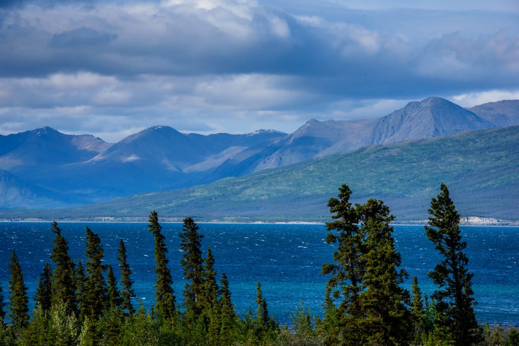 It was a rainy day when I drove to Haines Junction. That evening I went for a drive up to Destruction Bay on Kluane Lake, skirting Kluane National Park. The sun gradually emerged from the clouds, creating some dramatic weather. (Richard McGuire photo)