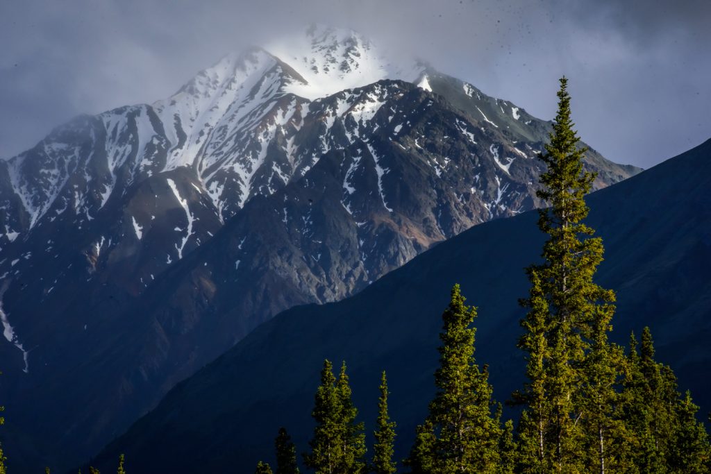 It was a rainy day when I drove to Haines Junction. That evening I went for a drive up to Destruction Bay on Kluane Lake, skirting Kluane National Park. The sun gradually emerged from the clouds, creating some dramatic weather. (Richard McGuire photo)