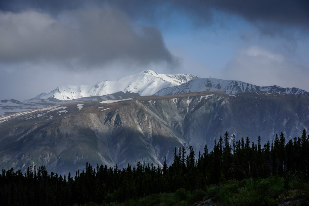 It was a rainy day when I drove to Haines Junction. That evening I went for a drive up to Destruction Bay on Kluane Lake, skirting Kluane National Park. The sun gradually emerged from the clouds, creating some dramatic weather. (Richard McGuire photo)