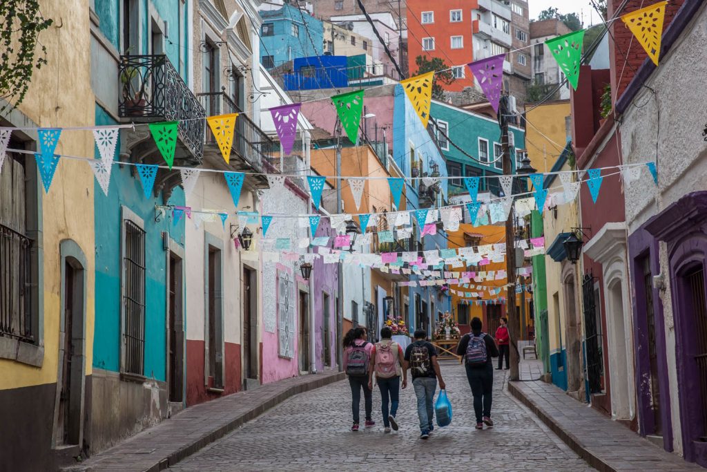 Brightly painted buildings and colourful banners make for a feast of colour. (Richard McGuire Photo)