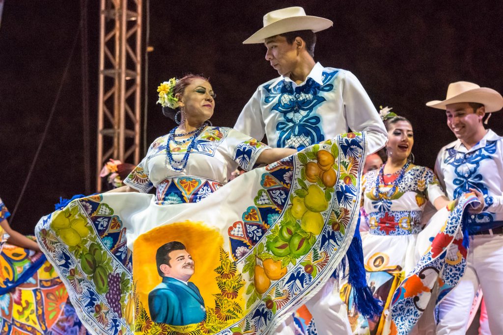 A dancer wears an image of the King of ranchera music, Jose Alfredo Jimenez. (Richard McGuire photo)