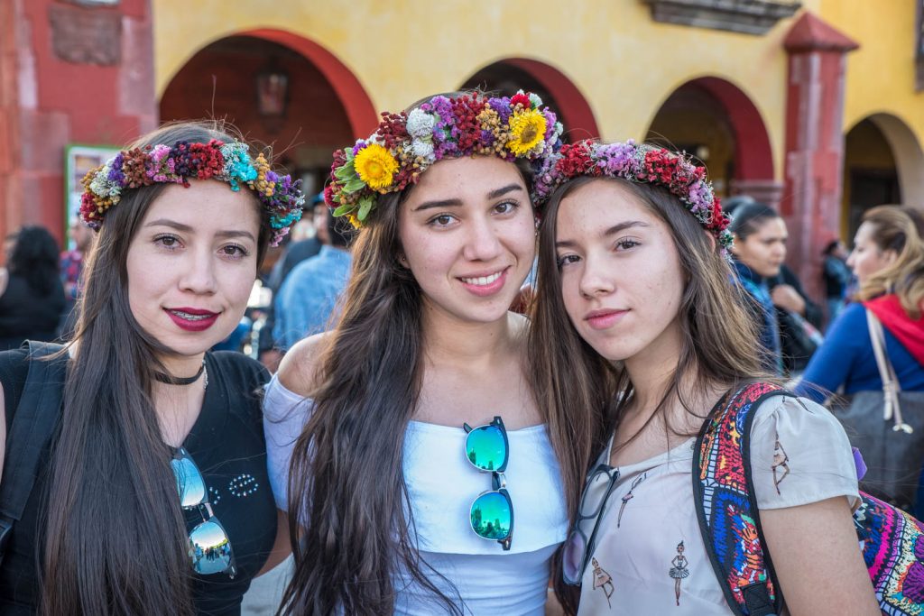 It was the Nov. 20 holiday to celebrate the anniversary of Mexico's revolution. Many of the women in the centre of San Miguel de Allende wore crowns of dried flowers. (Richard McGuire photo)