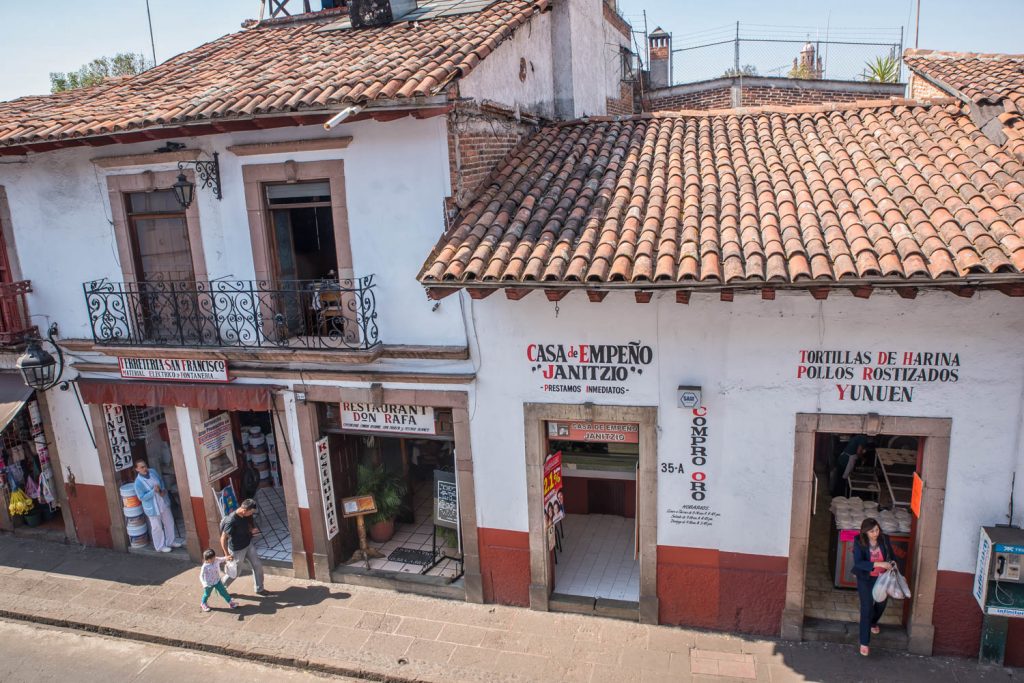 The view from my hotel balcony in Patzcuaro looks out over a street. I often at at Restaurant Don Rafa. (Richard McGuire Photo)