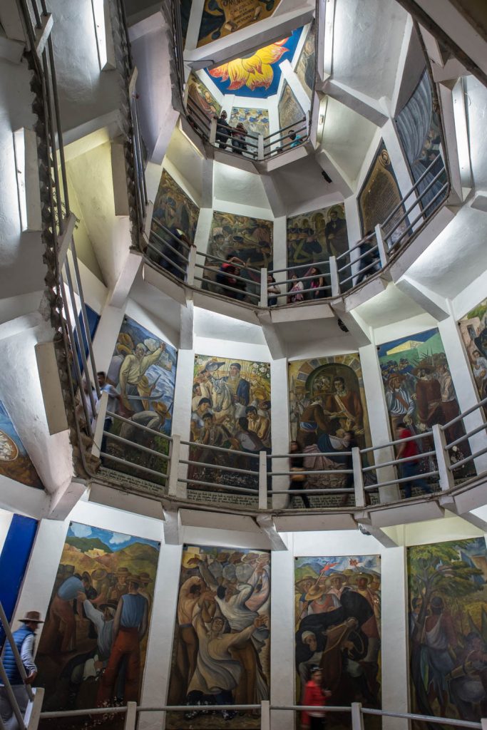 As you climb a narrow walkway inside the wide belly of the Jose Maria Morelos statue, you see murals of his life as you squeeze past people going in the opposite direction. (Richard McGuire Photo)