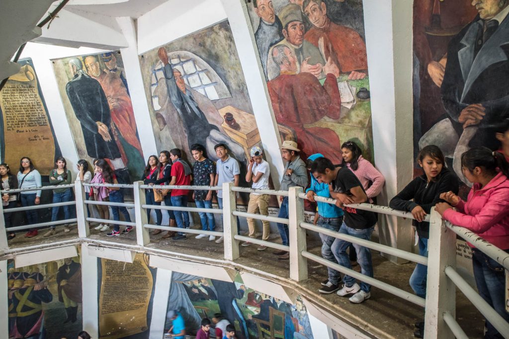 As you climb a narrow walkway inside the wide belly of the Jose Maria Morelos statue, you see murals of his life as you squeeze past people going in the opposite direction. (Richard McGuire Photo)