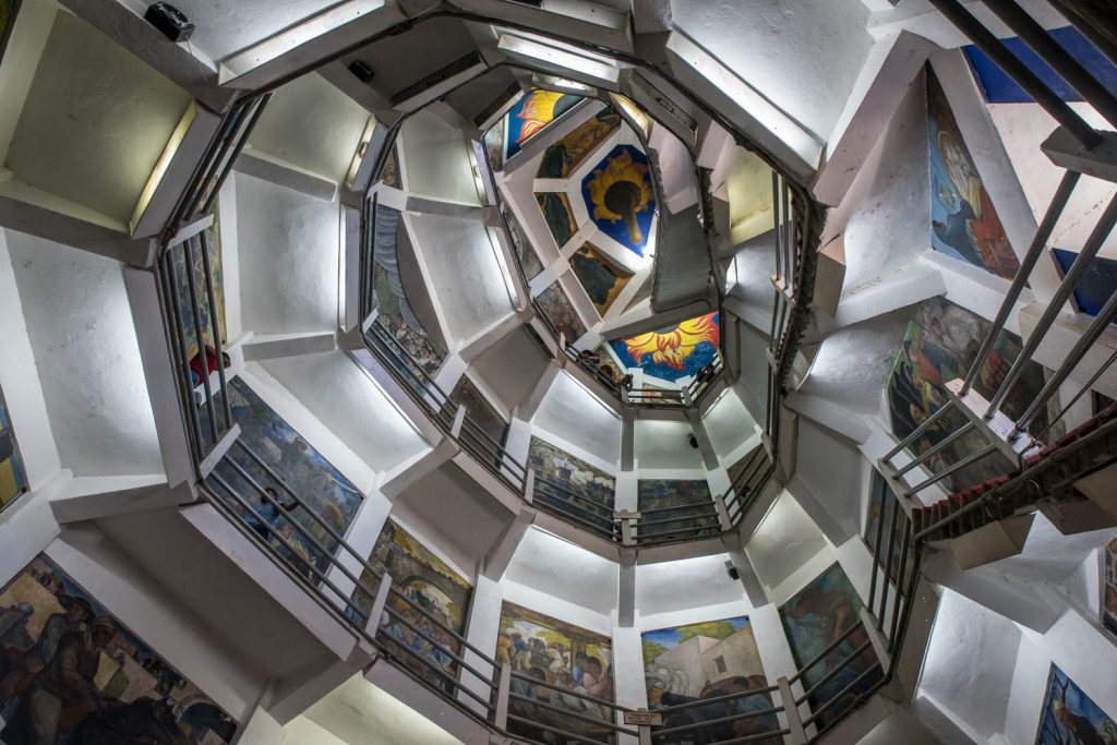 The climb up to the wrist of the Jose Maria Morelos statue is a narrow spiral walkway. It's a squeeze as you pass people going in the opposite direction and you have to be careful not to fall over the railing. (Richard McGuire Photo)