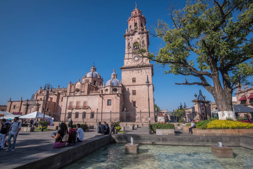 Morelia's cathedral, with its twin spires, is one of the most beautiful in Mexico. It was built between 1640 and 1744 and includes different styles popular at that time ranging from Herreresque to baroque to neoclassical. (Richard McGuire Photo)